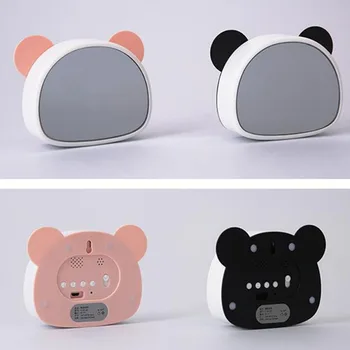 

Multi-Function Lovely Cute Panda Design Mirror Surface Digital Small Alarm Clock Led Mirror Electronic Panda Alarm Clock