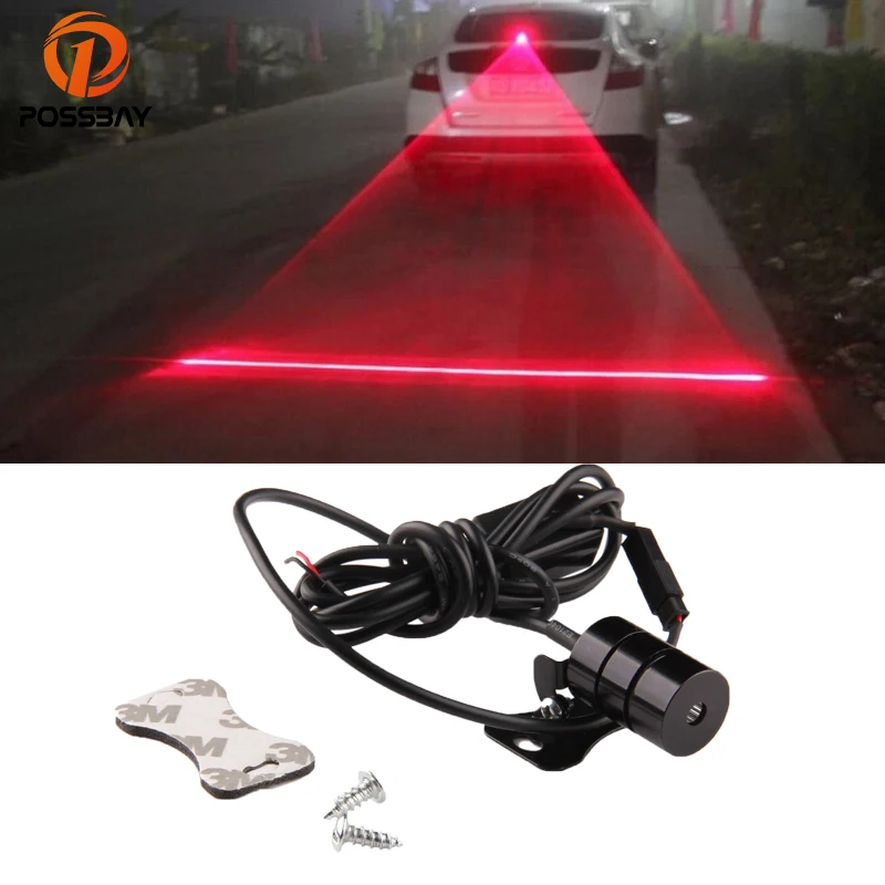 

POSSBAY Red Car Laser Fog Lamp Anti-Fog Light Auto Rear Brake Parking Lamp Anti Collision Tail Waring Lamps for Audi BMW Opel VW