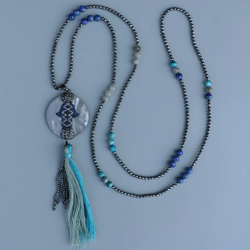 Женское Ожерелье EDOTHALIA длинное ограненный гематит 3 мм|long necklace|bead necklacenecklaces for women |