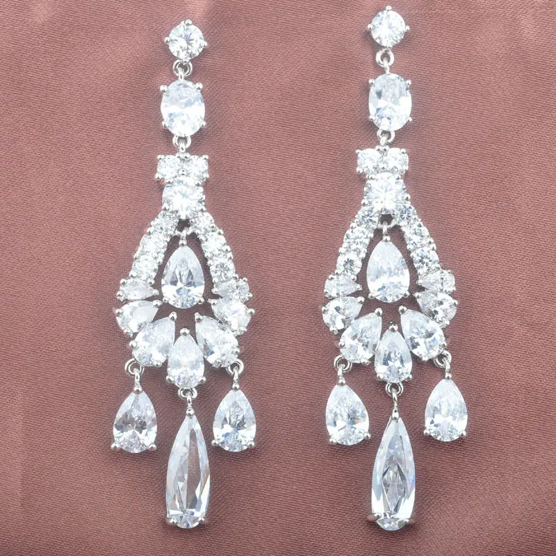 

Noble Design White AAA Cubic Zirconia For Women Drop Earrings Jewelry LS006