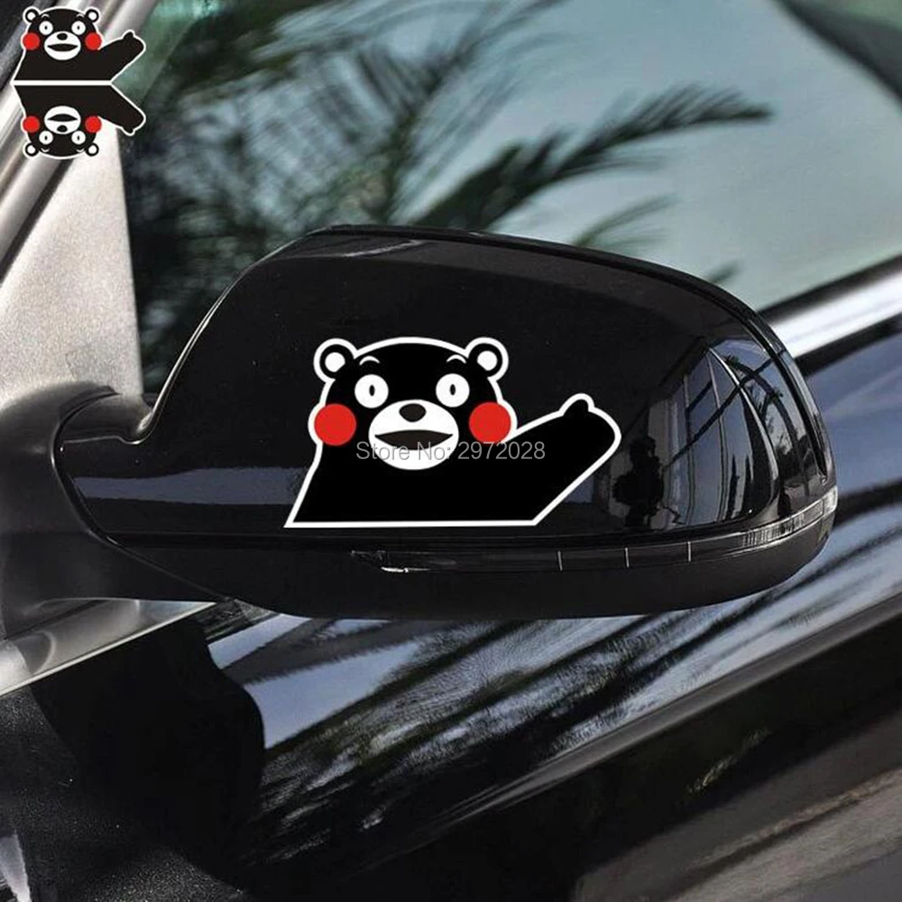 2 x Funny Cute Bear Kumamon Wave Hand Car Stickers Rear View Mirrors