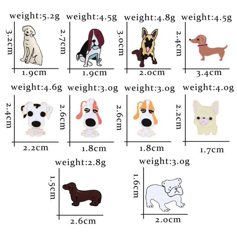 10 стилей, заколка в виде собаки, эмаль, милые Металлические Нагрудные булавки, джинсовая рубашка, подарки для детей, благословение друзей, индивидуальное ювелирное изделие, металлический значок, брошь