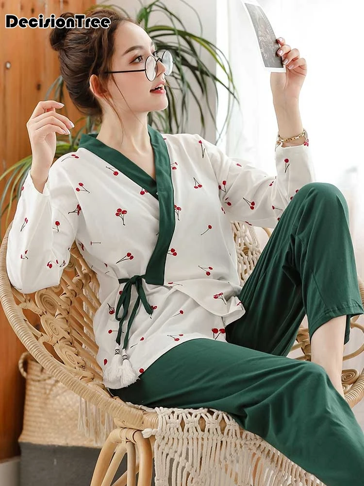 2019 new crane 100% cotton kimono robe womens pajamas sets japanese sleep indoor bathrobes yukata robes for women