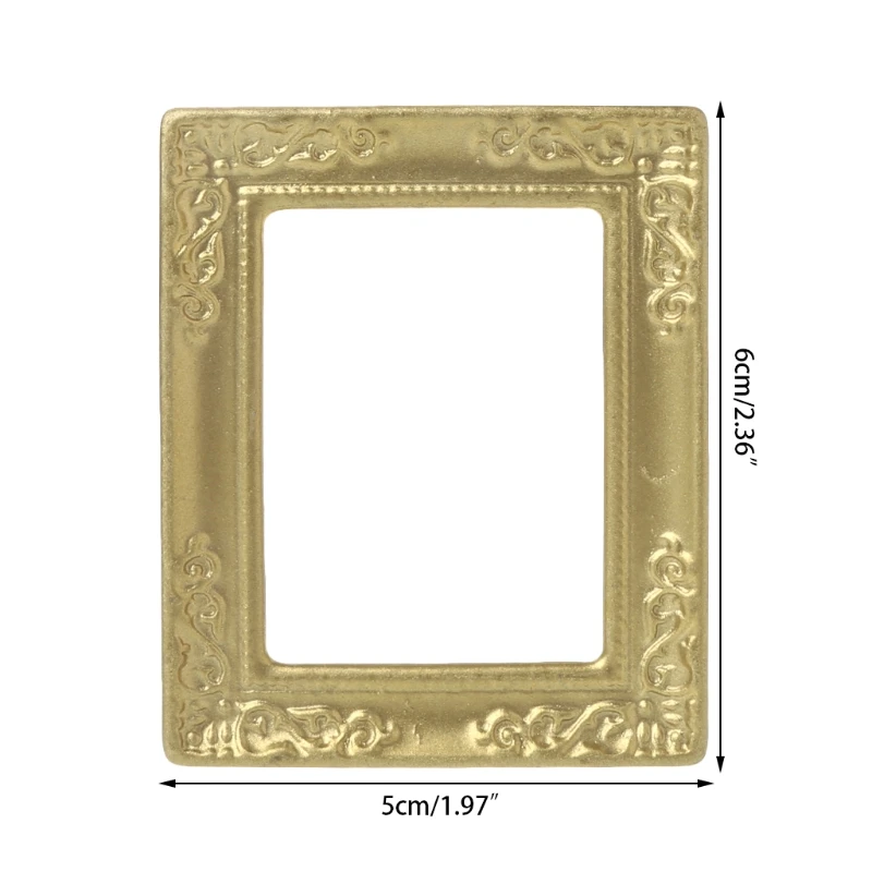 OOTDTY игрушки 1:12 Золотая рамка фоторамка аксессуары для мебели миниатюрное зеркало с золотой рамкой
