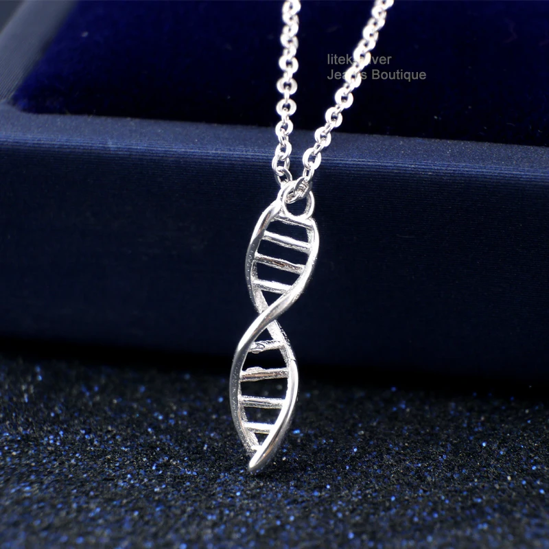 925 Sterling Silver Biology Genomics DNA Charm Pendant Necklace for