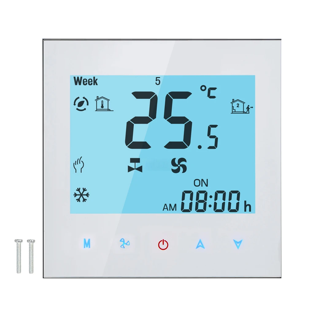 

LCD Display Air Conditioner Touchscreen Temperature Controller Four Pipes Three Wind Speed Thermostat Cooling Heating