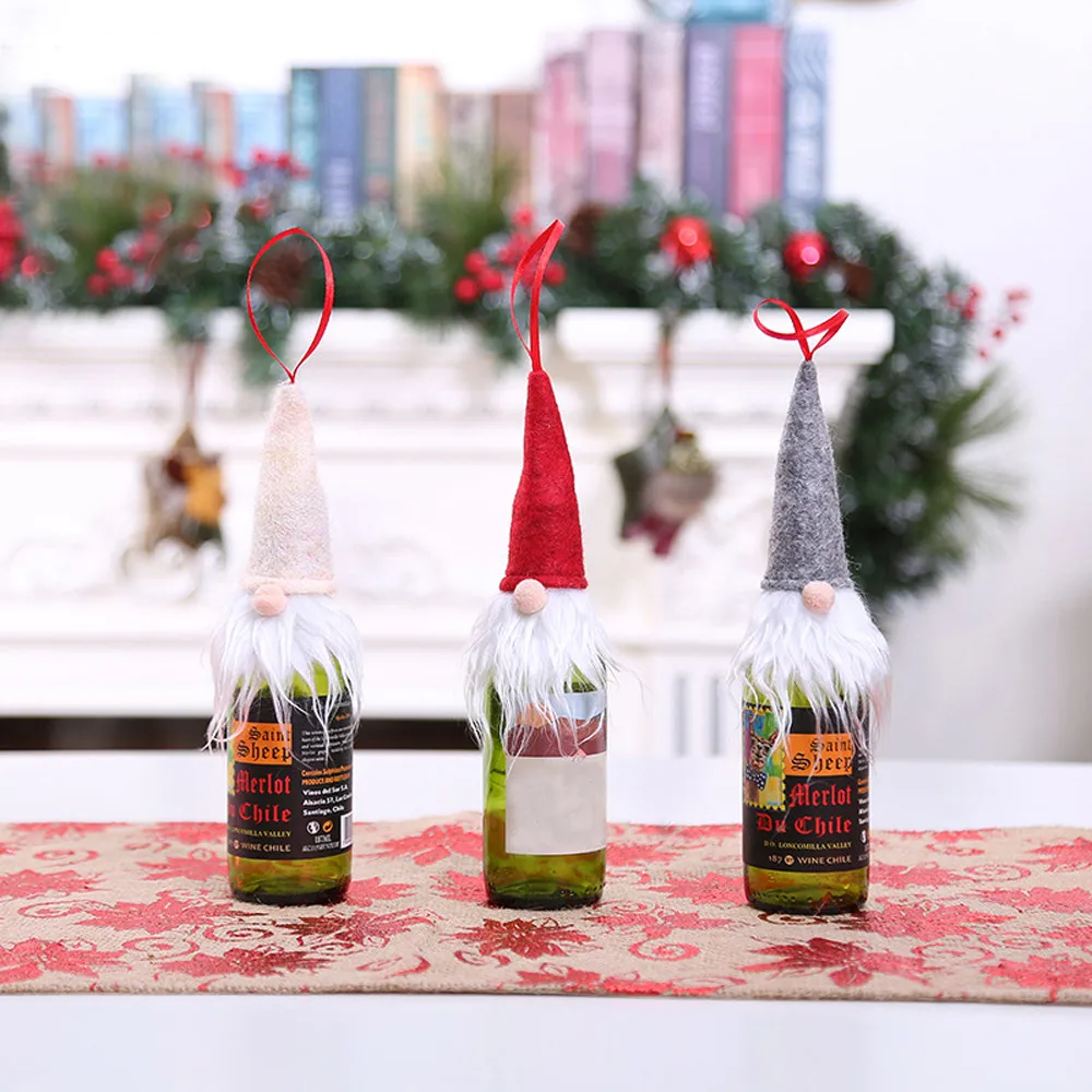 

Christmas Wine Bottle Set Santa Decoration Xmas Bottle Cap Xmas Party Decor Christmas Decoration For Home