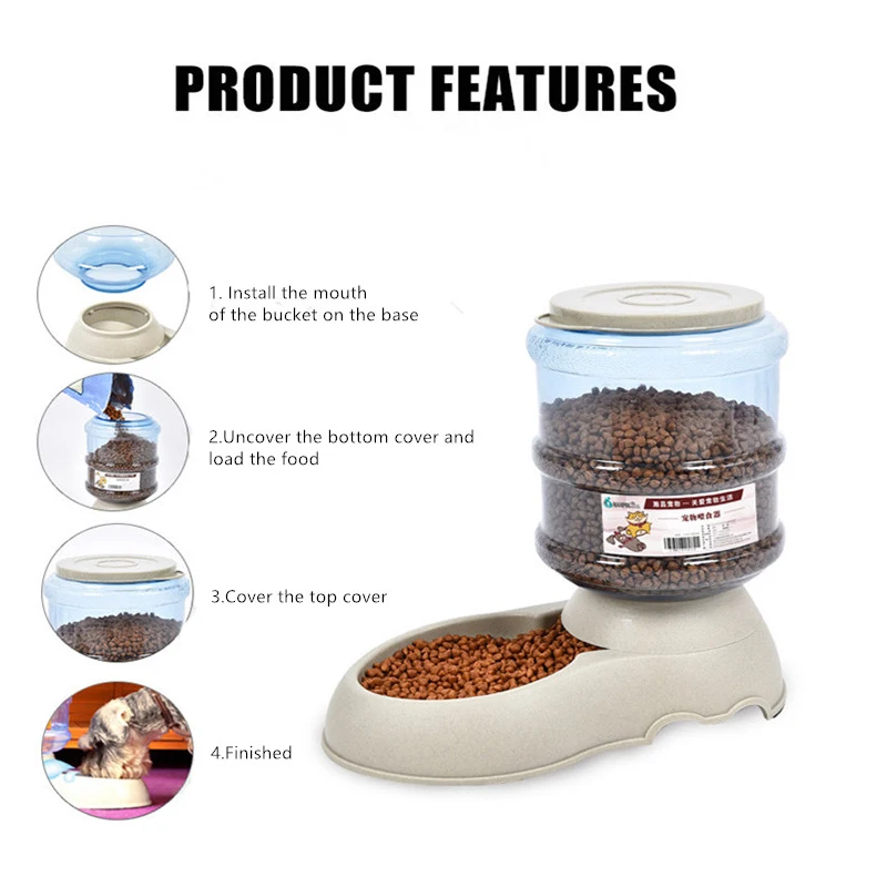 Home 3.75L Automatic Pet Feeder Drinking Water Fountains For Cats Dogs Large Capacity Plastic Pets Dog Food Bowl Water Dispenser