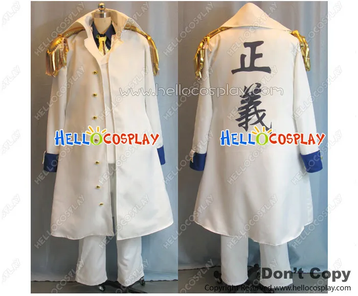 

Japanese Anime Outfit One Piece Cosplay Aokiji Kuzan Costume Admiral Sakazuki White Coat H008