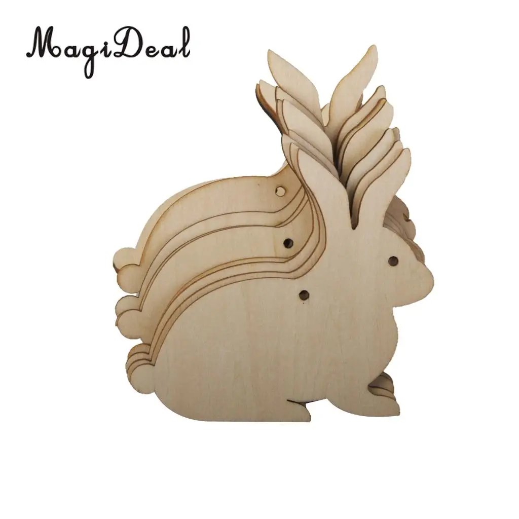MagiDeal 10 pcs Wooden MDF Rabbit Shape Tags Decoration 8 cm Rabbit Embellishments Crafts Wedding Love Tags String Hanging