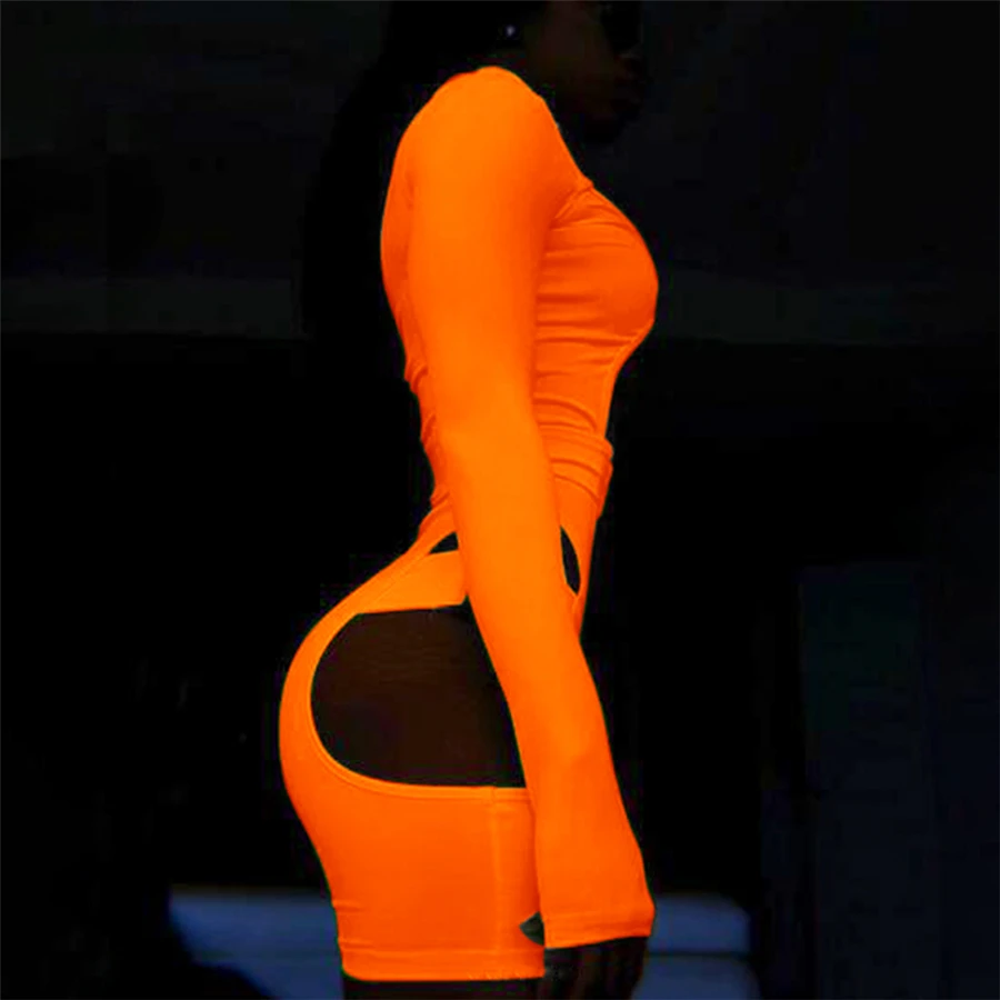 Neon Color Bodysuit and Playsuit Sexy Hollow Out Buckle Biker Playsuit 2019 Spring Long Sleeve Turtleneck Jumpsuit� Neon Color Bodysuit and Playsuit Sexy Hollow Out Buckle Biker Playsuit 2019 Spring Long Sleeve Turtleneck Jumpsuit�