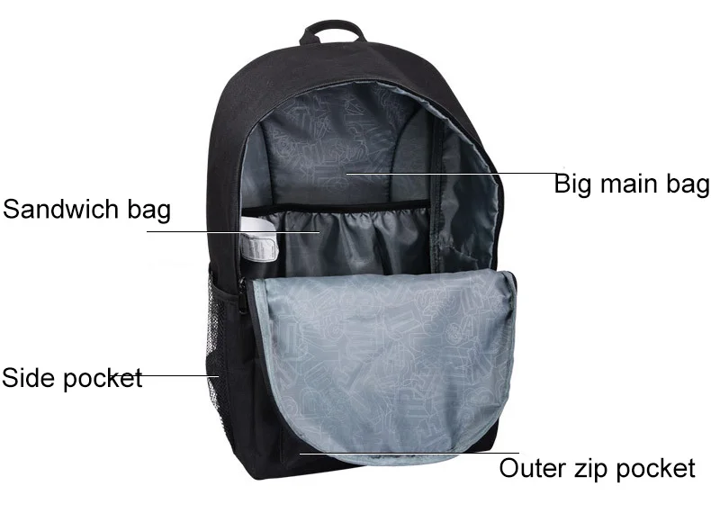 Anime luminosa estudante escola mochila para menino