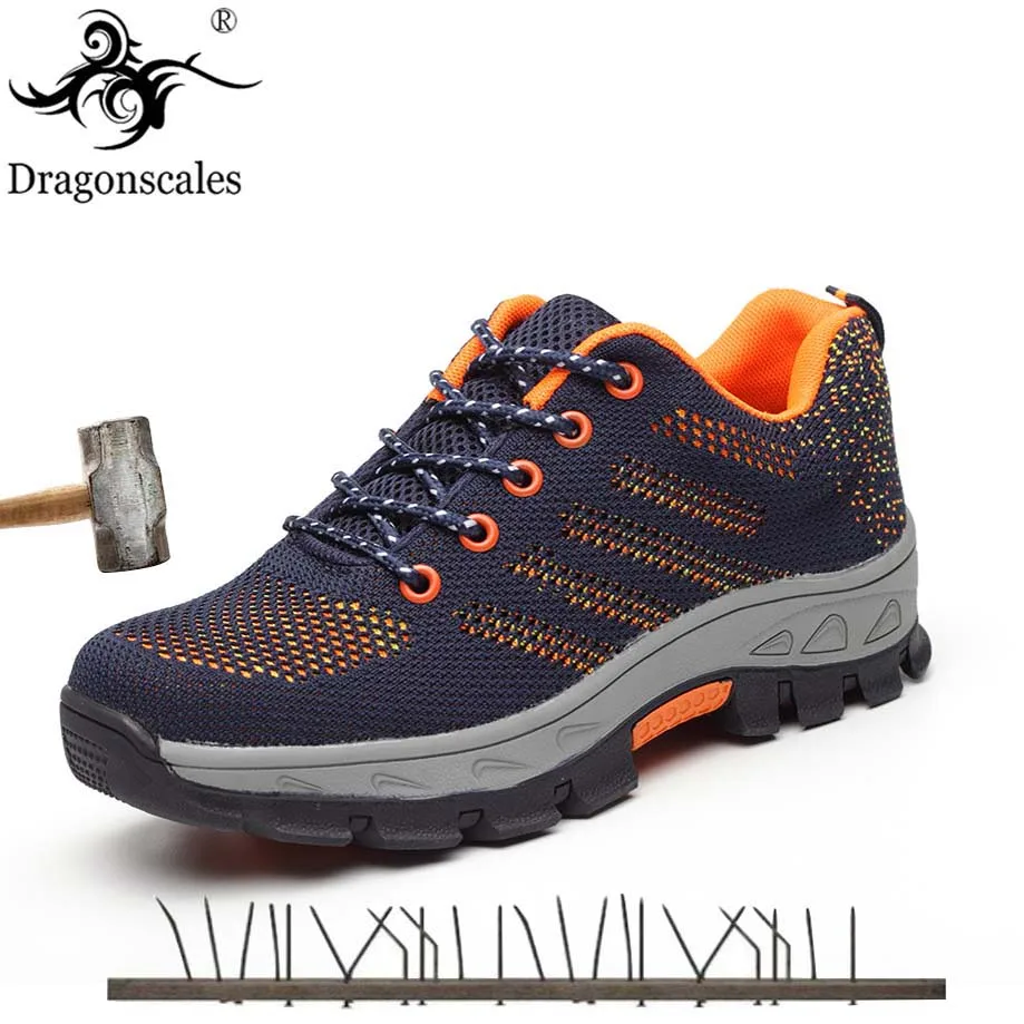 

2018 Men Breathable Mesh safety shoes Outdoor Puncture Proof Military Steel Toe Cap Industrial & Construction Work Boots 35-46