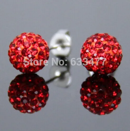 New Stainless Steel 19 Color Trendy Brand Earrings Top Quality Ball Crystal Stud Earring For Women Wholesale Fashion Jewelry