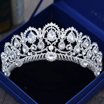 

European diadem Caroque big Crown Crystal tiara wedding queen crowns bride rhinestone tiaras hair accessories for head jewelry