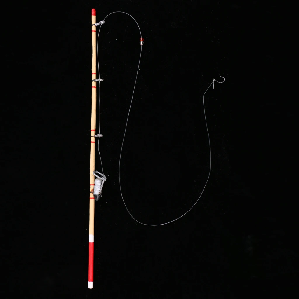 Dollhouse Artisan Wood Fishing Rod Pole 12th Dolls House Miniatures Decor