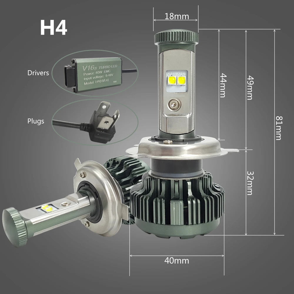 CNSUNNYLIGHT H4 H13 9008 9004 9007 XPL LED Car Headlight Bulbs High Low Bi Beam 8000LM 3000K 4300K 6000K White 8000K Auto Headlamp 12V (3)