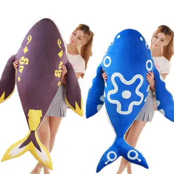 

80cm Cute Blue Whale down cotton elastic Anime mounts Whale super soft plush toy doll Stuffed animals birthday gift