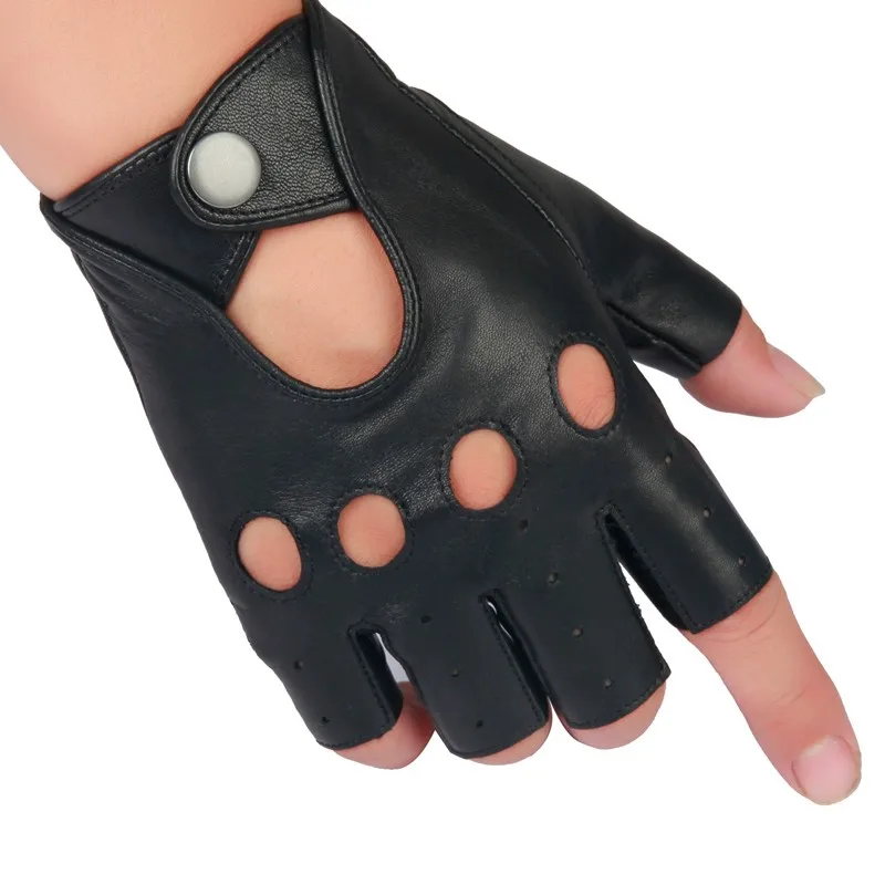 Весенние мужские перчатки из натуральной кожи для вождения, овчины, перчатки без пальцев, высокое качество, дышащие Тактические Перчатки для фитнеса - Цвет: 1