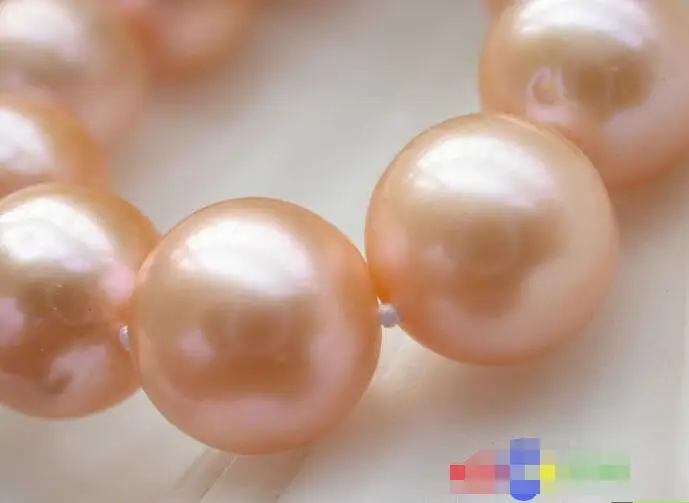 

FREE SHIPPING HOT sell new Style >>>>AAA++ 17" 12MM ROUND PINK AKOYA PEARL NECKLACE 14KT