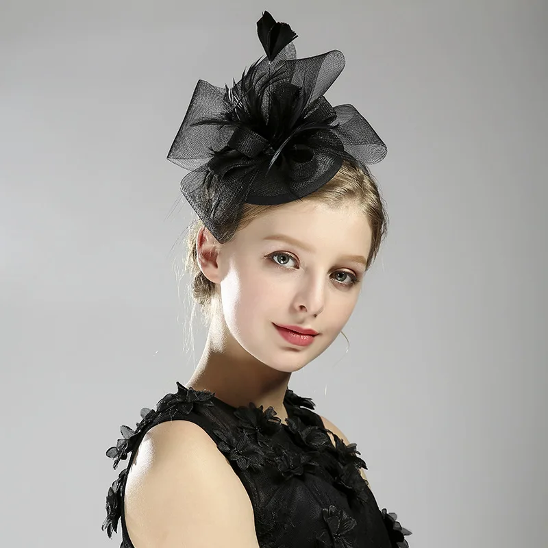 black and ivory wedding hats