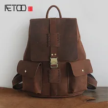 AETOO handgemachten vintage crazy horse echtes leder rucksäcke männer und frauen umhängetasche handgefertigte erste schicht rindsleder rucksack