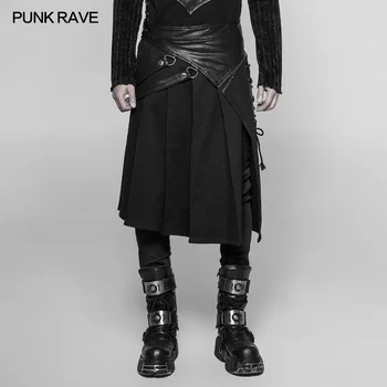 

PUNK RAVE Gothic Steampunk Men Skirt Vintage Japanese Removable Cosplay Men's Half Skirt Pants