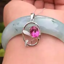 Натуральный розовый топаз камень кулон S925 Серебряный натуральный голубой топаз кулон Цепочки и ожерелья модные цветы Thalami женщин подарок ювелирные изделия