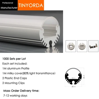 

Tinyorda 1000Pcs (1M Length) Led Alu Profile Led Channel Profil for 12mm LED Strip Light 1M LED Profile Alu Profile channel