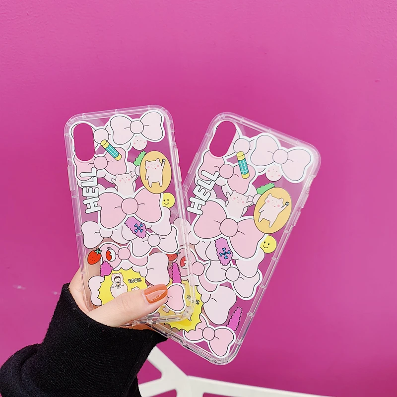 

For iPhone 7 Case transparent soft bow Cover case for iPhone XR XS Max 6s plus phone fundas for iphone 8 7 plus clear back case