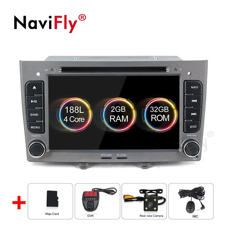 Navifly! 2G+ 32G Android 9,1 2din автомобильный dvd Радио аудио gps навигация для PEUGEOT 308 2007-2013408 2011- стерео головное устройство - Цвет: car dvd DVR camera G