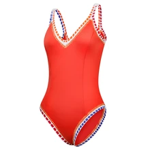 Новое поступление Оранжевый Красный сдельный Купальник спортивный сексуальный купальник женский плечевой ремень с глубоким вырезом на спине