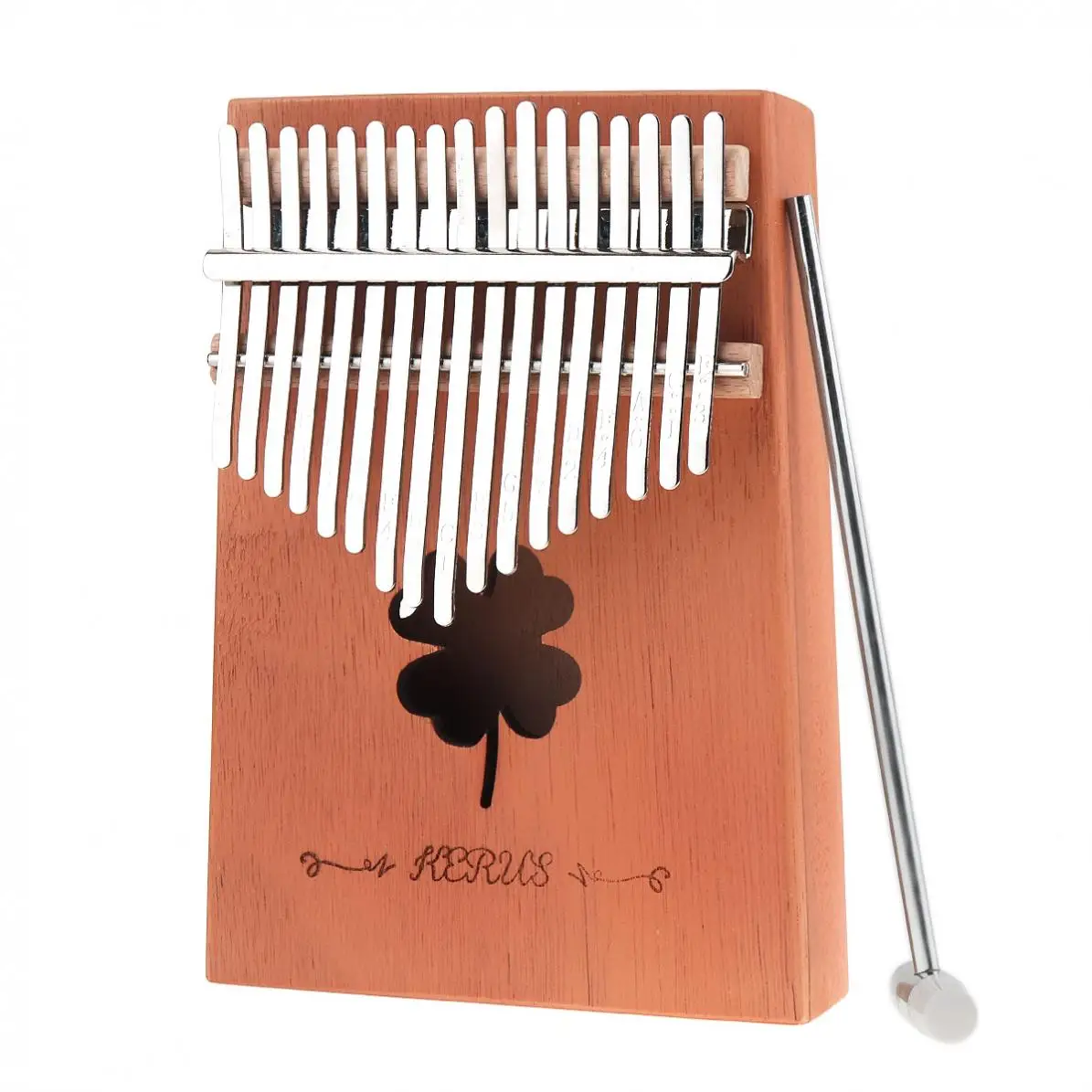 Teclas com Placa Única de Mogno Grama da Sorte Buraco de Som Piano de Dedo Instrumento de Teclado Kalimba de 17 Mbira Mini - Image 4