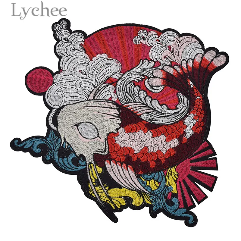 Lychee Life 1 шт. нашивки с вышивкой на карпа для одежды в японском стиле аппликации