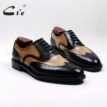 

cie round toe wingtips brown black mixed colors 100%genuine calf leather men's shoe goodyear welt bespoke leather man shoe OX535