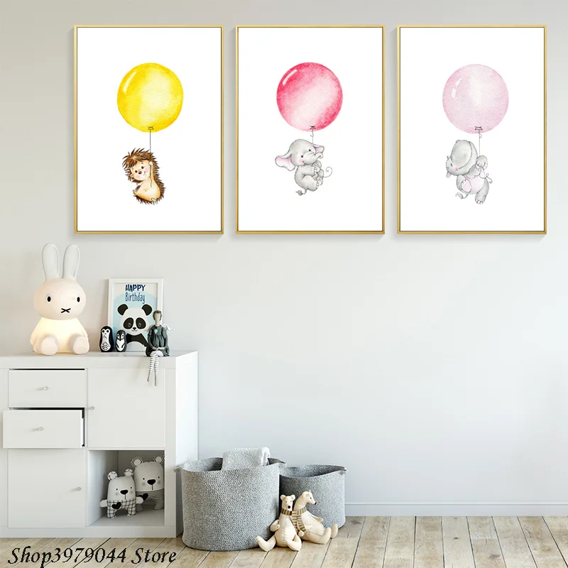 

Baby Nursery Wall Art Canvas Painting Animal Cartoon Canvas Minimalist Nordic Kids Decoration Picture Children Bedroom Unframed