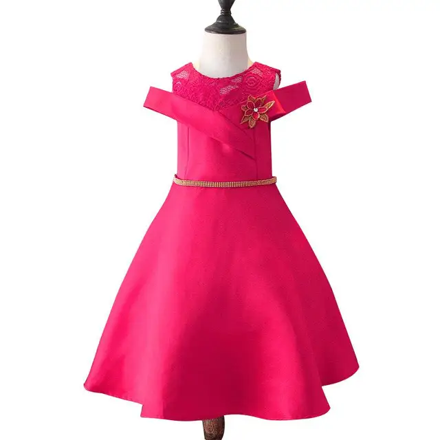 Baby Girl Dress Red Lace Princess Dress Sleeveless Strapless Children