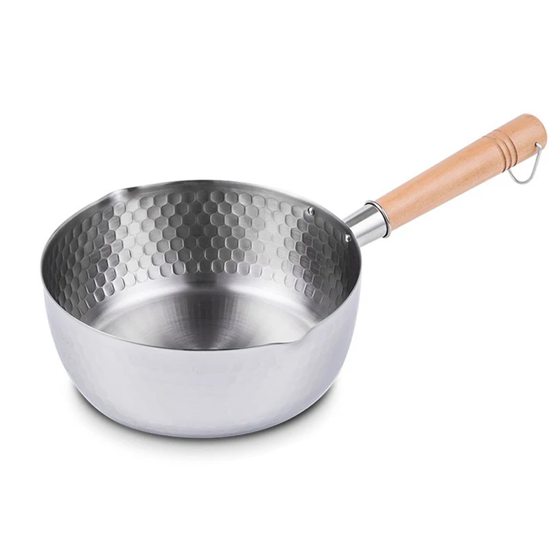  MyLifeUNIT Stainless Steel Snow Pan Noodle Pot Japanese Wooden Handle Supplement Baby Milk Pot For 