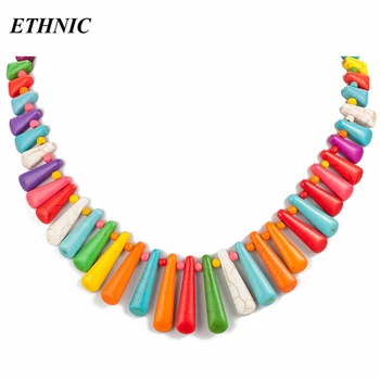 

2018 New Boho Natural Stone Waterdrop Shaped Charm Chokers Necklace for Women Bohemian Statement Necklace Stone Beaded Chain
