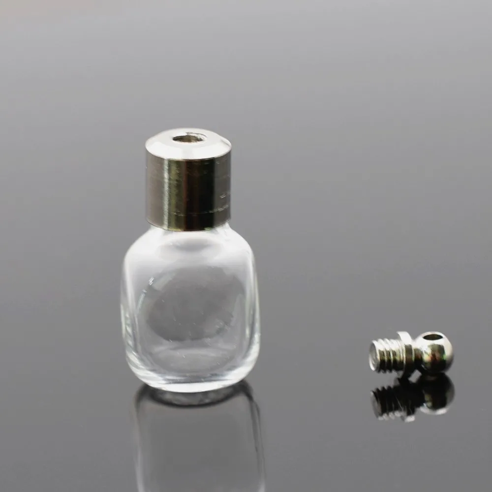 10piece SCREW CAP Glass Vial Pendant Miniature Wishing Bottle Clear Oil Charm Name On Rice Art Mini Glass Bottle Craft Materia