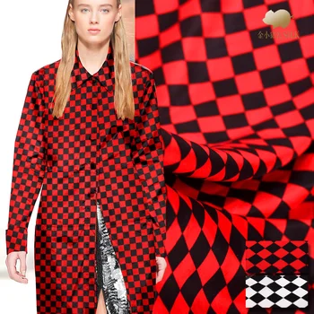 

Classic square digital printed silk dupion fabric 14mm stiff shirt dress silk fabric wholesale silk cloth 114cm