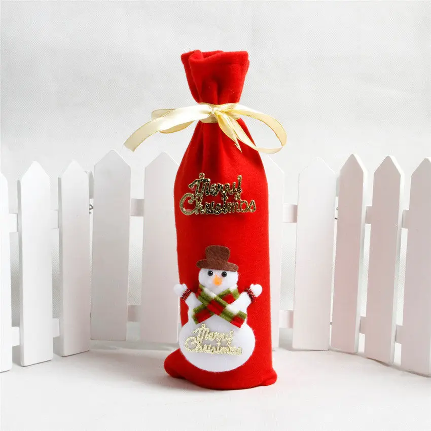 Wine Bottle Bags B Рождественская елка крышка для бутылки с красным вином сумки Рождественский подарок защитный мешок рождественские Navidad вечерние украшения стола L4 - Цвет: Wine Bottle Bags B