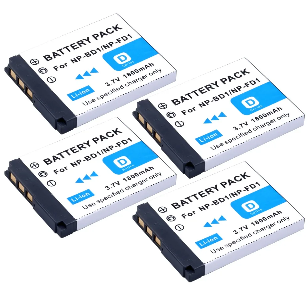 4Pcs Probty Np-Bd1 Np Bd1 Batteria Per Sony Cyber-Shot Dsc-Dsc-G3 T2 T70 Dsc-T75 Dsc-T77 Dsc-T90 Dsc-T200 Dsc-T300 Dsc-T500 Macchina Fotografica