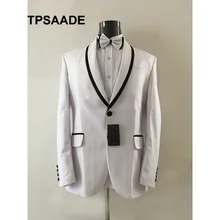 Real Photo White Tuxedo Prom Mens Suits Groommen Suit Slim Fit 2017 Best Men Suits for Wedding Blazer 2 Pieces (Jacket+Pants)