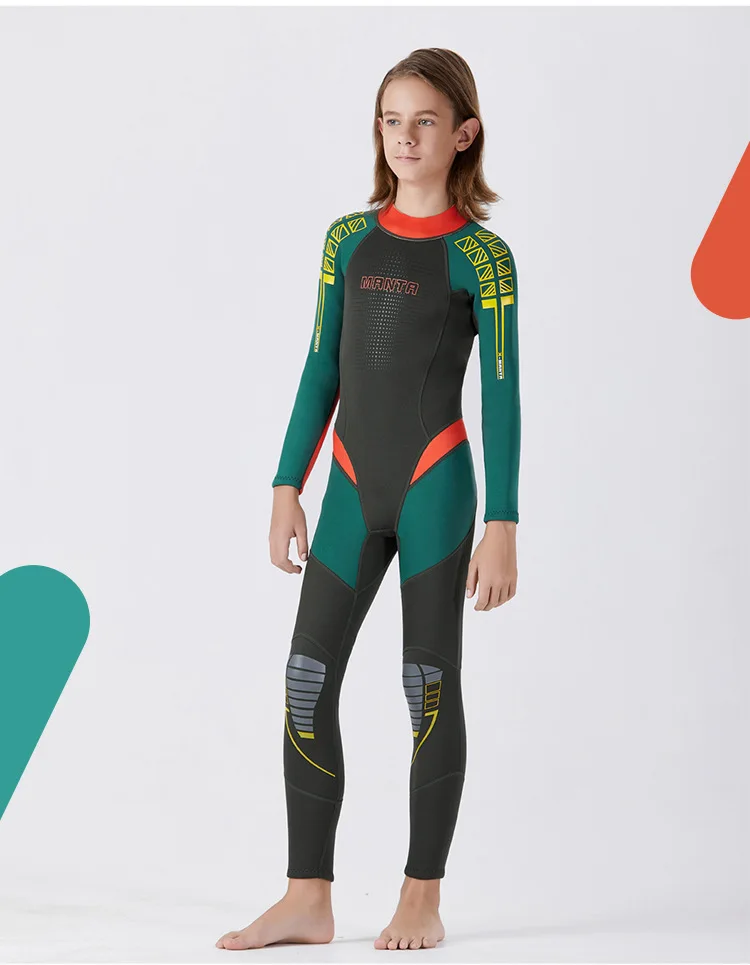 2.5mm full body neoprene swimsuit boys girls neoprene wetsuit kids one piece swimwear children diving suit Back Zip wet suit