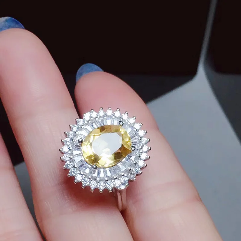 Натуральный настоящий цитрин кольцо 2.4ct драгоценный камень натуральный настоящий цитрин 925 серебро роскошный стиль кольцо# T19021809