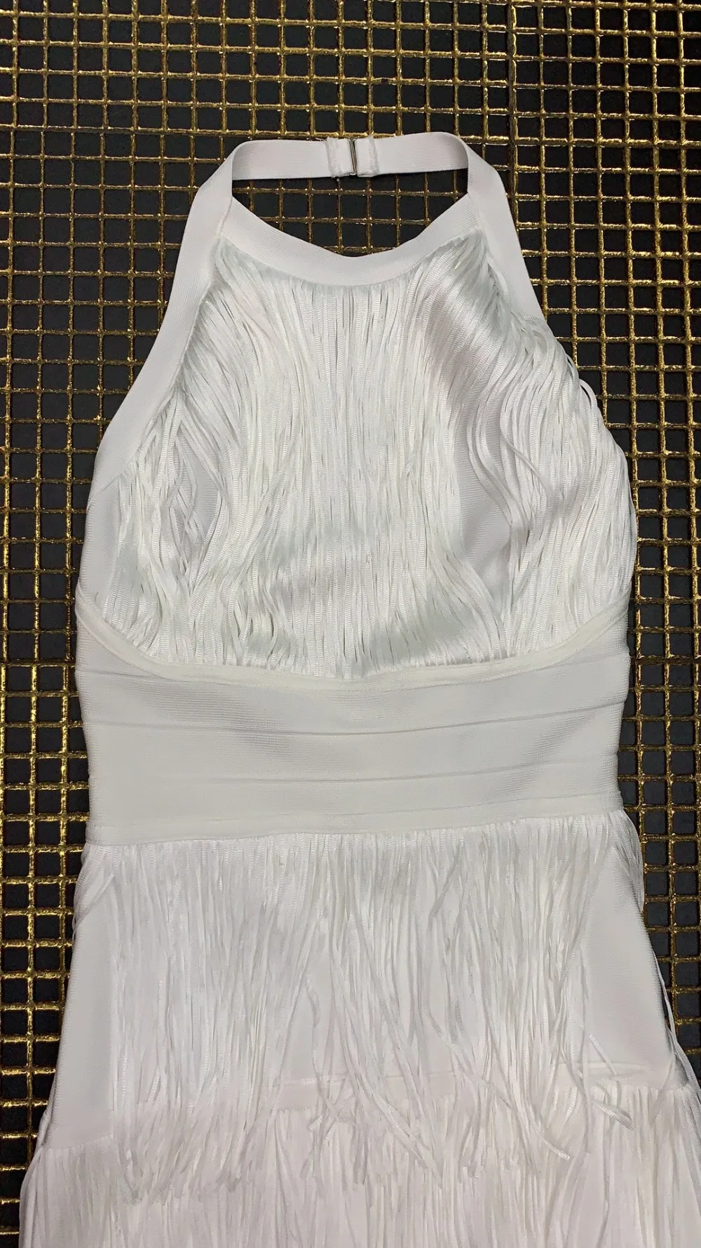 Women's bandage dress new summer celebrity party white hanging neck halter tassel Slim thin MAXI long dress sexy fashion w