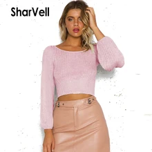 SharVell Women Sweaters Fashion Short Length Streetwear Sweater Elasticity Slim Unif Knitted Pullover Long Sleeve Solid Sweaters