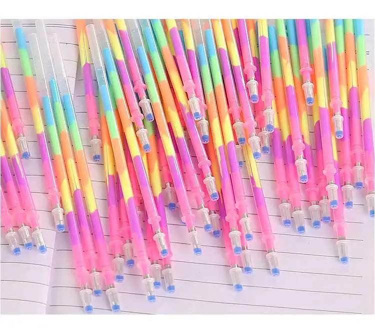 10 шт. Радуга ручка с заправляемым стержнем многоцветный Акварельная ручка флуоресцентных ручек Радуга Ручка сердечником гель ослепительно машина для шестицветной