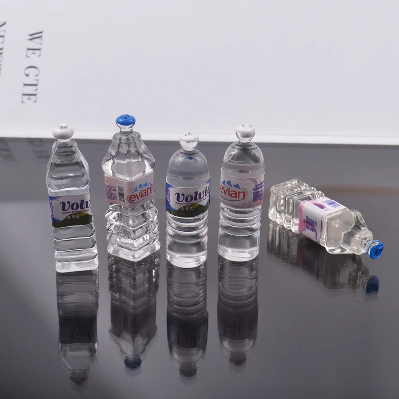

1 mini kawaii cute realistic plastic evian VOLVIC water for 1/16 1/12 Doll pretend play Doll House Accessories toy for girl kids